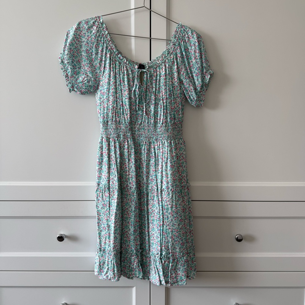 J. Crew Floral Puff Sleeve Smocked Waist Dress
